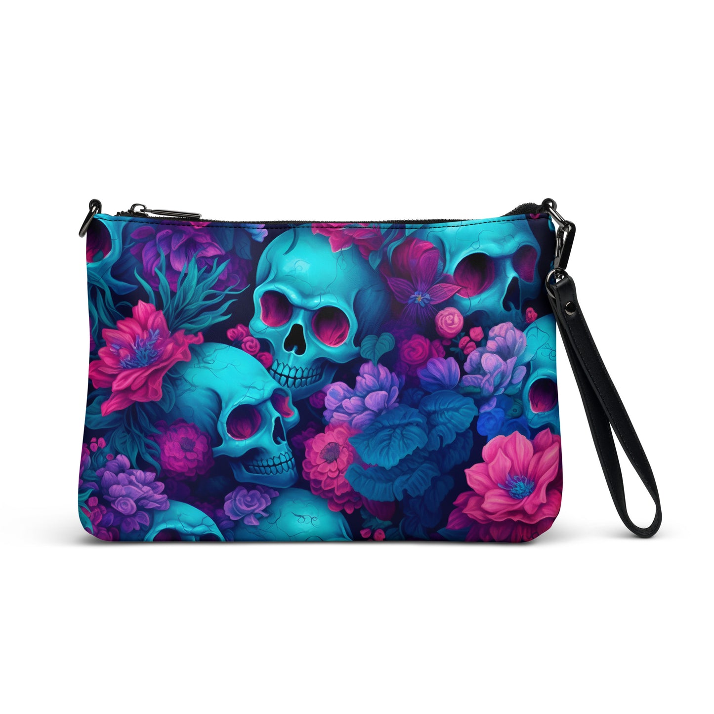 Umhängetasche Schädel und Blumen Motiv 3