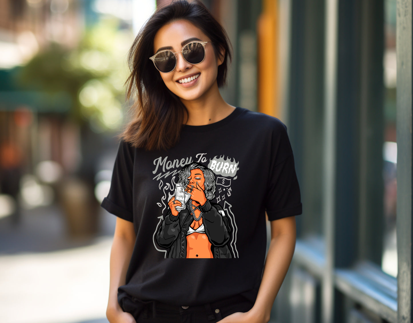 Damen T-Shirt money to burn