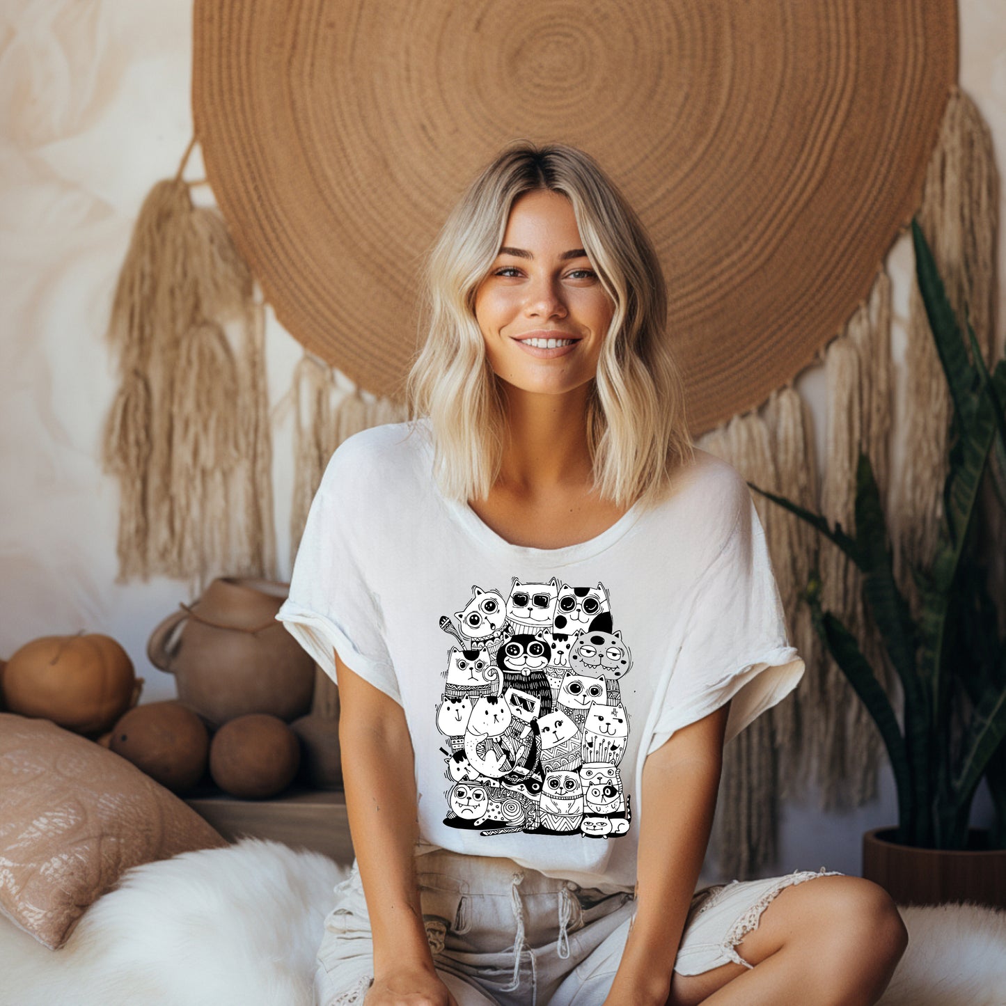 Damen T-Shirt Katzenmanie