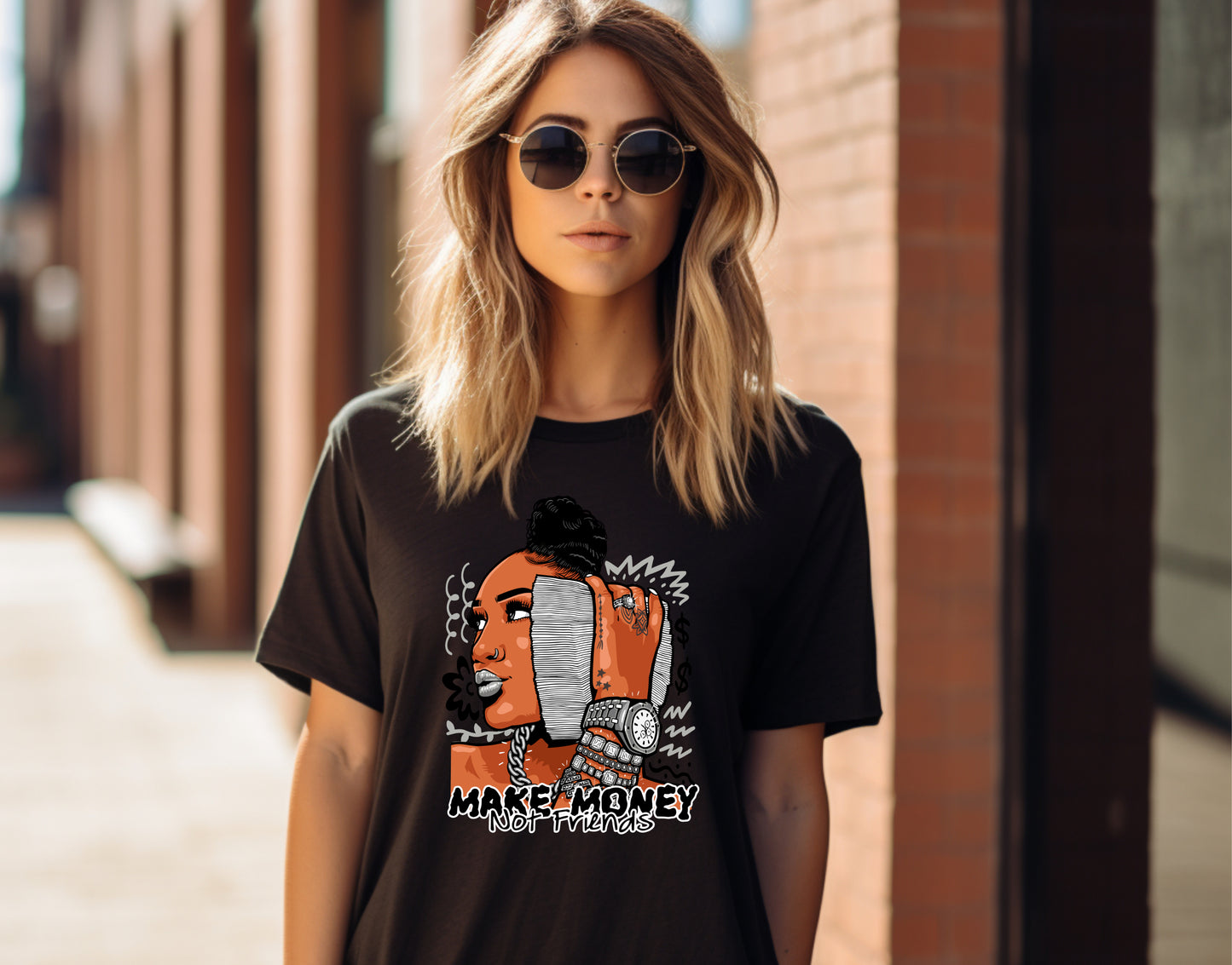 Damen T-Shirt make money not friends