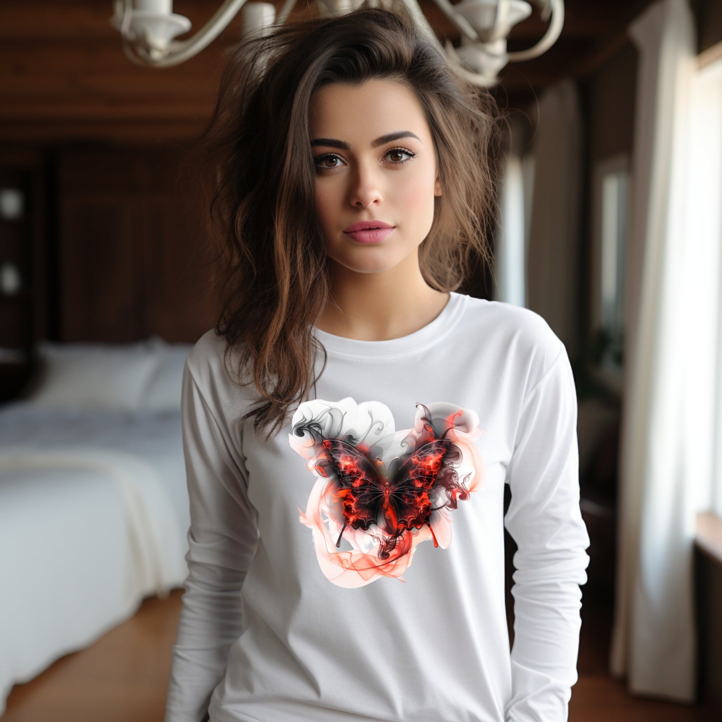 Damen Longsleeve Schmetterling Motiv #2