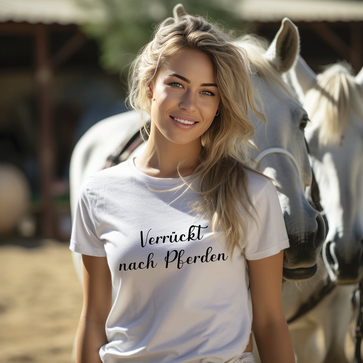 Damen T-Shirt Verrückt nach Pferden