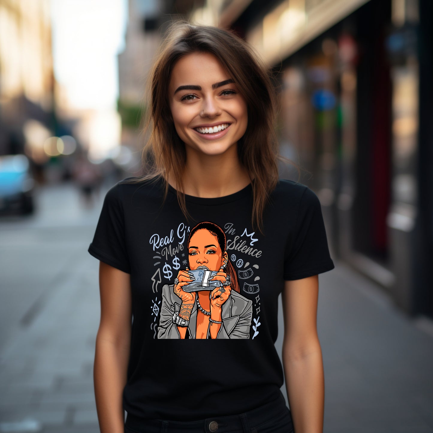 Damen T-Shirt real Gs move in silence