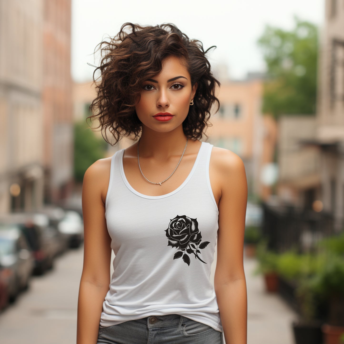 Frauen Tank-Top schwarze Rose