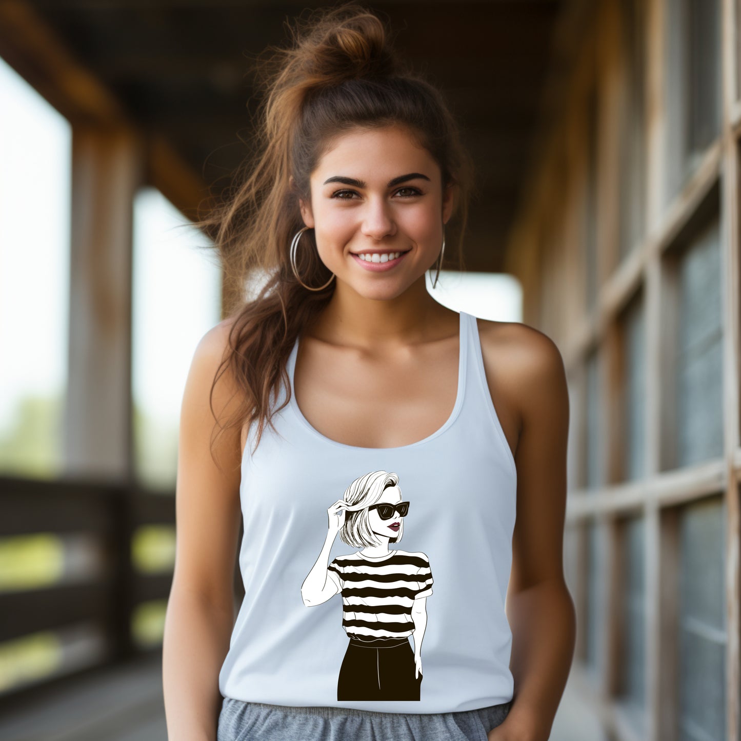 Damen Tank-Top black/white