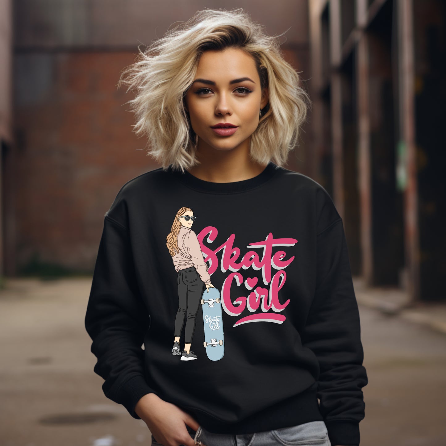 Frauen Pullover Skate girl
