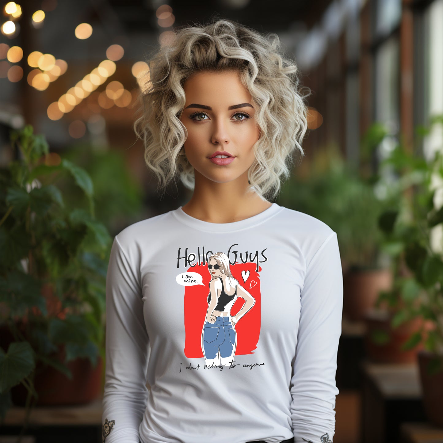Damen Longsleeve Hello Guys