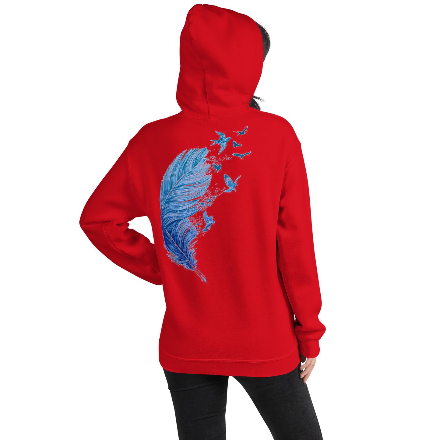Damen Kaputzenpullover Backprint / Rückenprint Feder