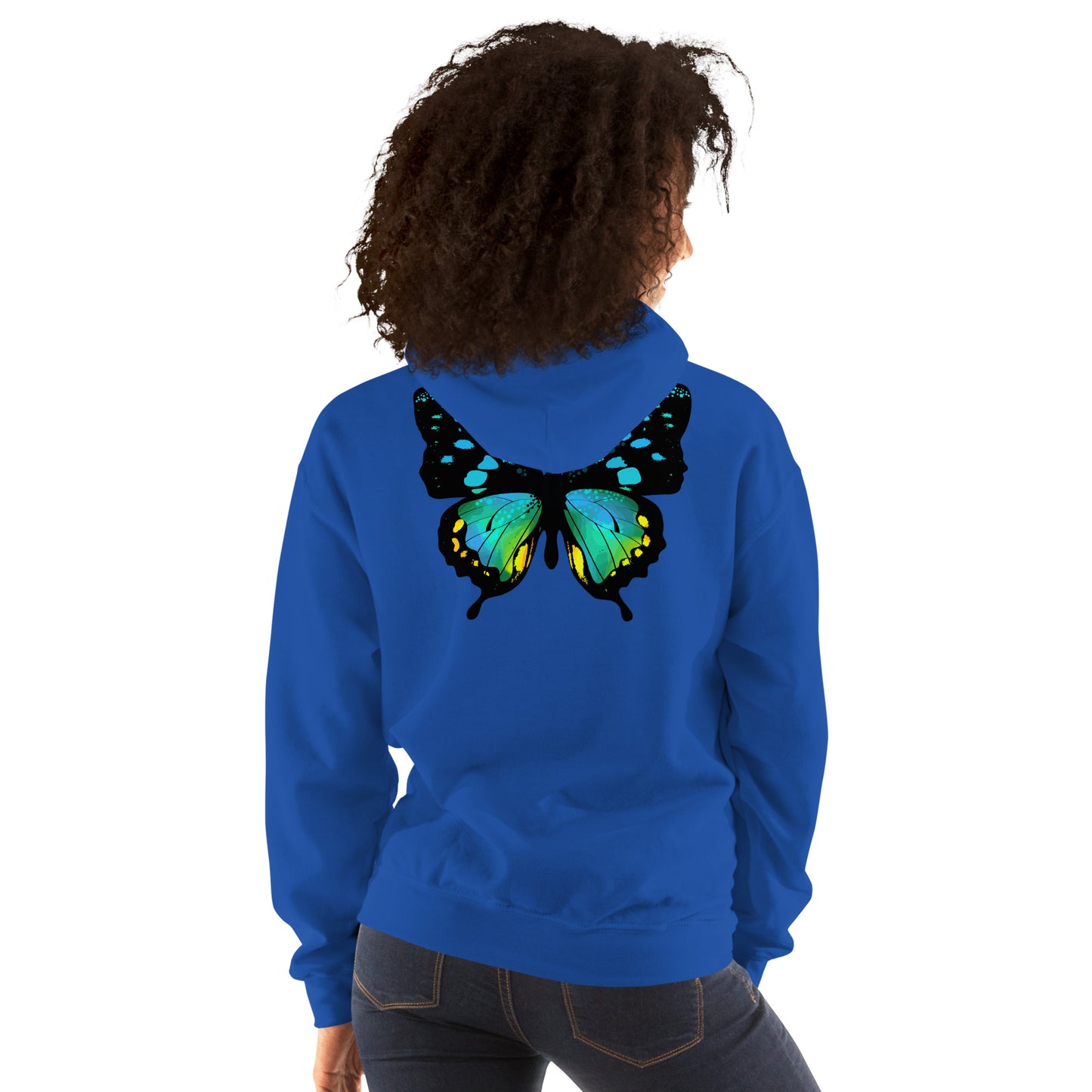 Damen Kaputzenpullover Backprint / Rückenprint Schmetterling