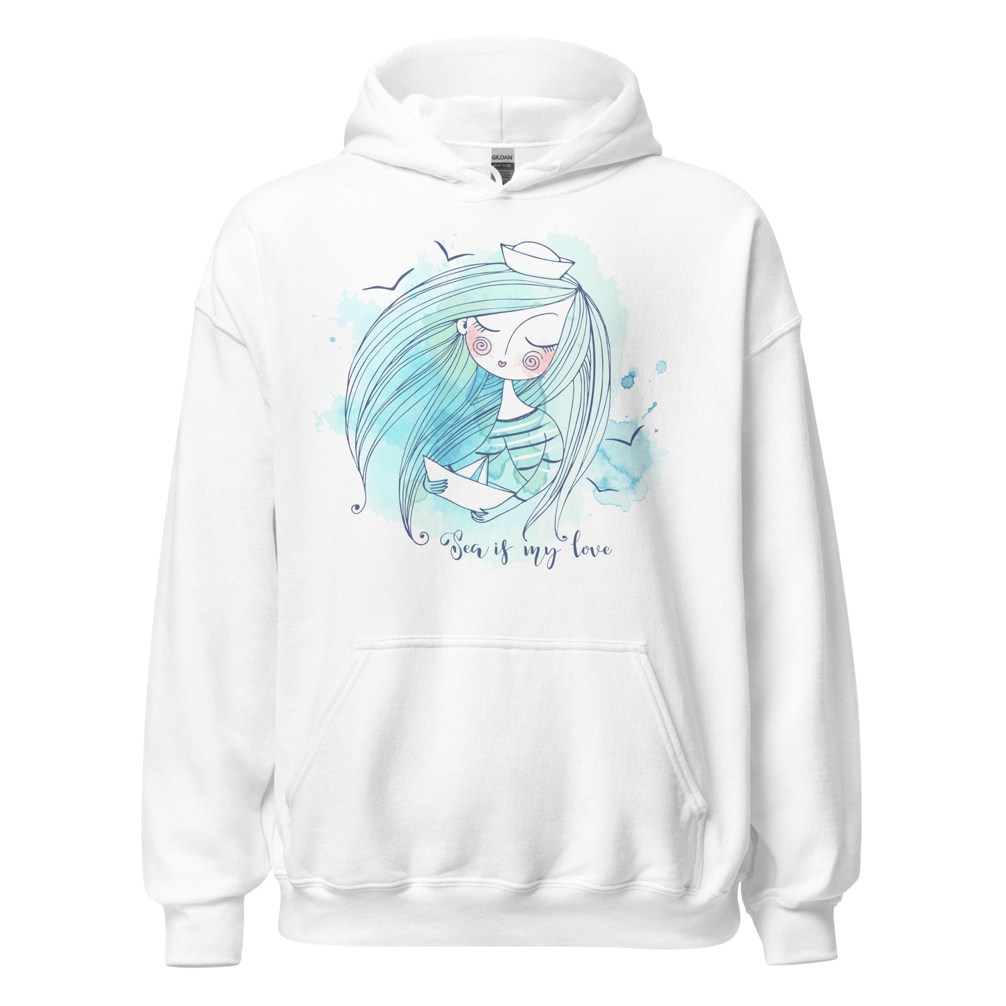 Damen Kapuzenpullover Sea is my love