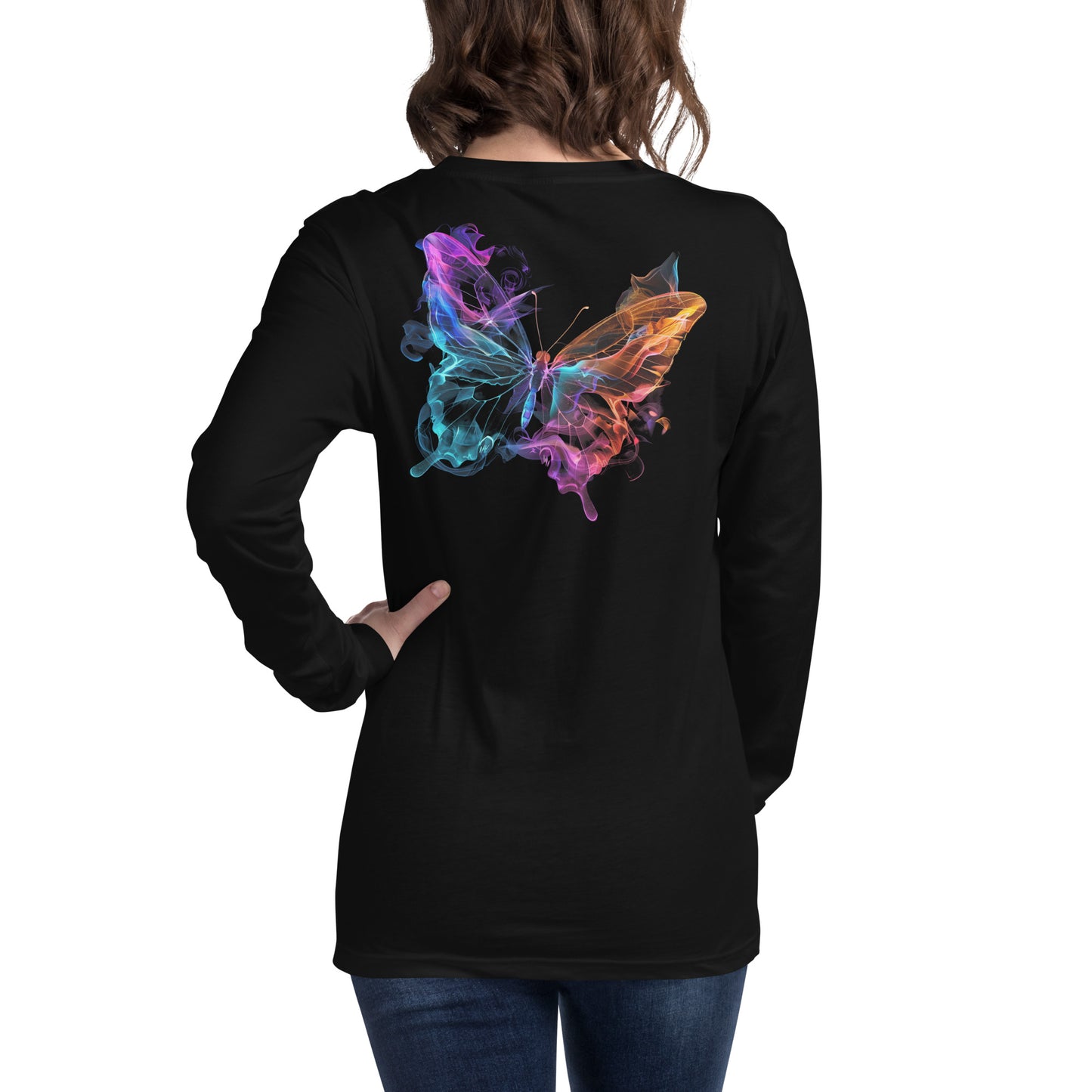 Damen Longsleeve Backprint / Rückenprint Schmetterling Motiv #2