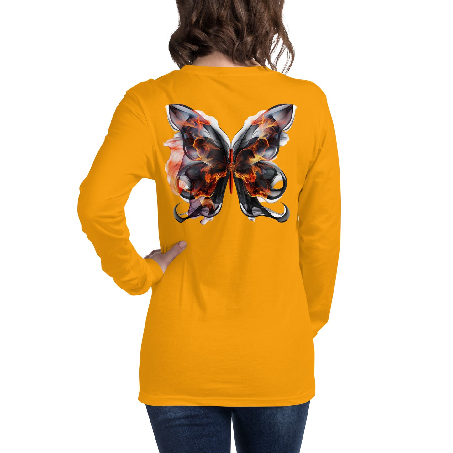 Damen Longsleeve Backprint / Rückenprint Schmetterling Motiv #1