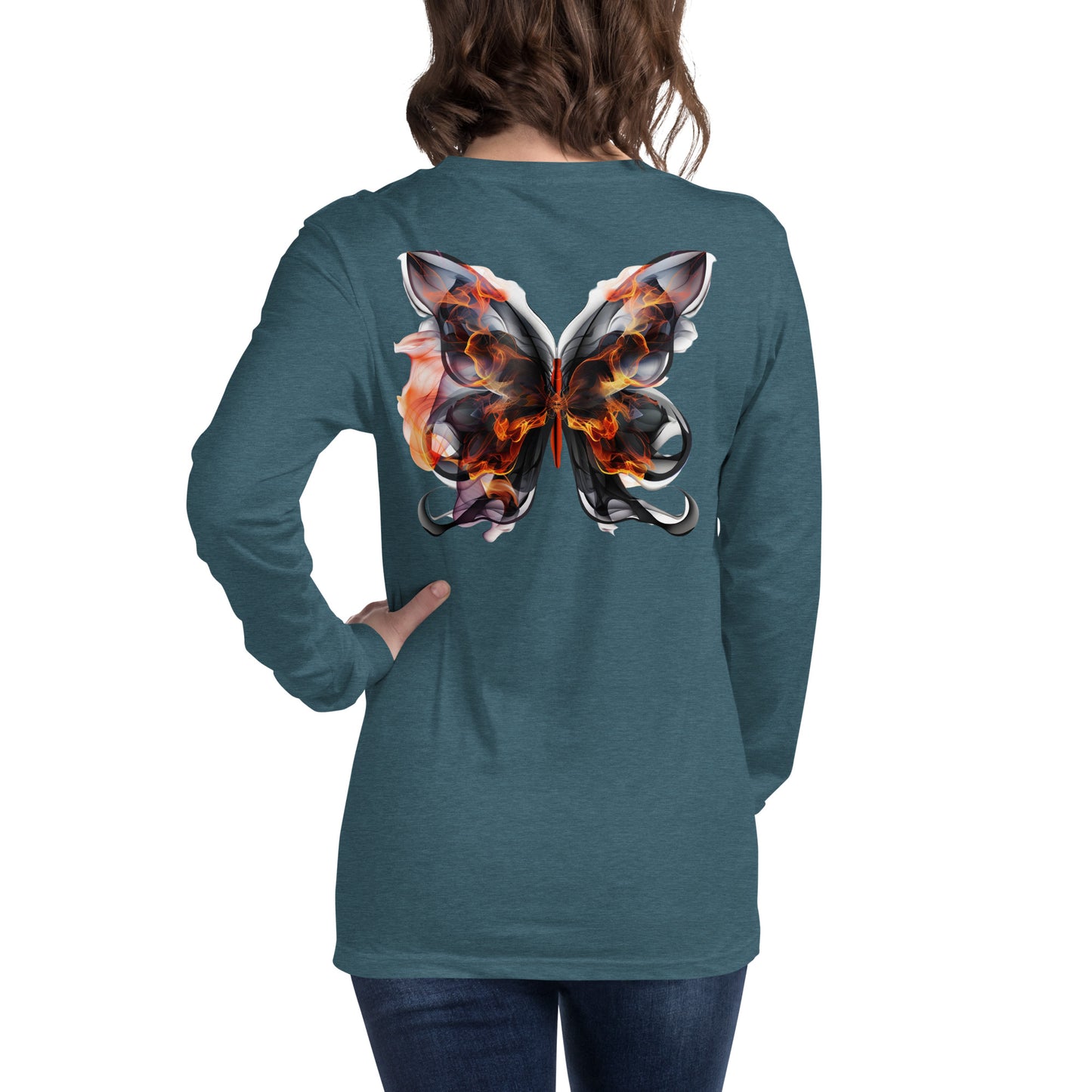 Damen Longsleeve Backprint / Rückenprint Schmetterling Motiv #1