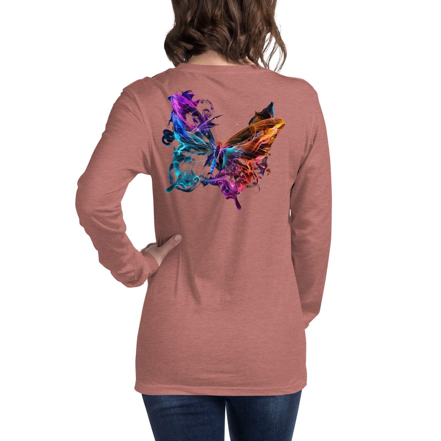 Damen Longsleeve Backprint / Rückenprint Schmetterling Motiv #2