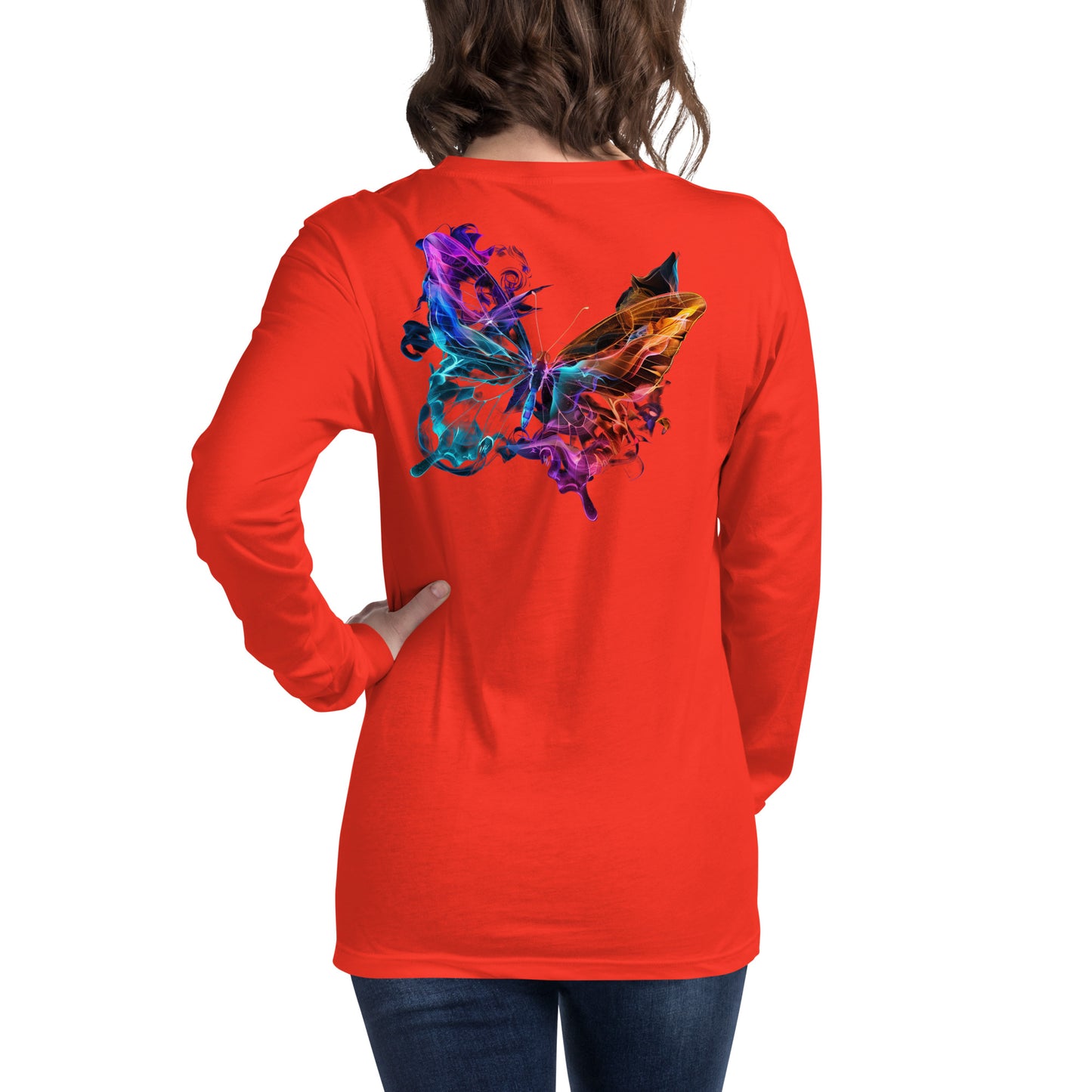 Damen Longsleeve Backprint / Rückenprint Schmetterling Motiv #2
