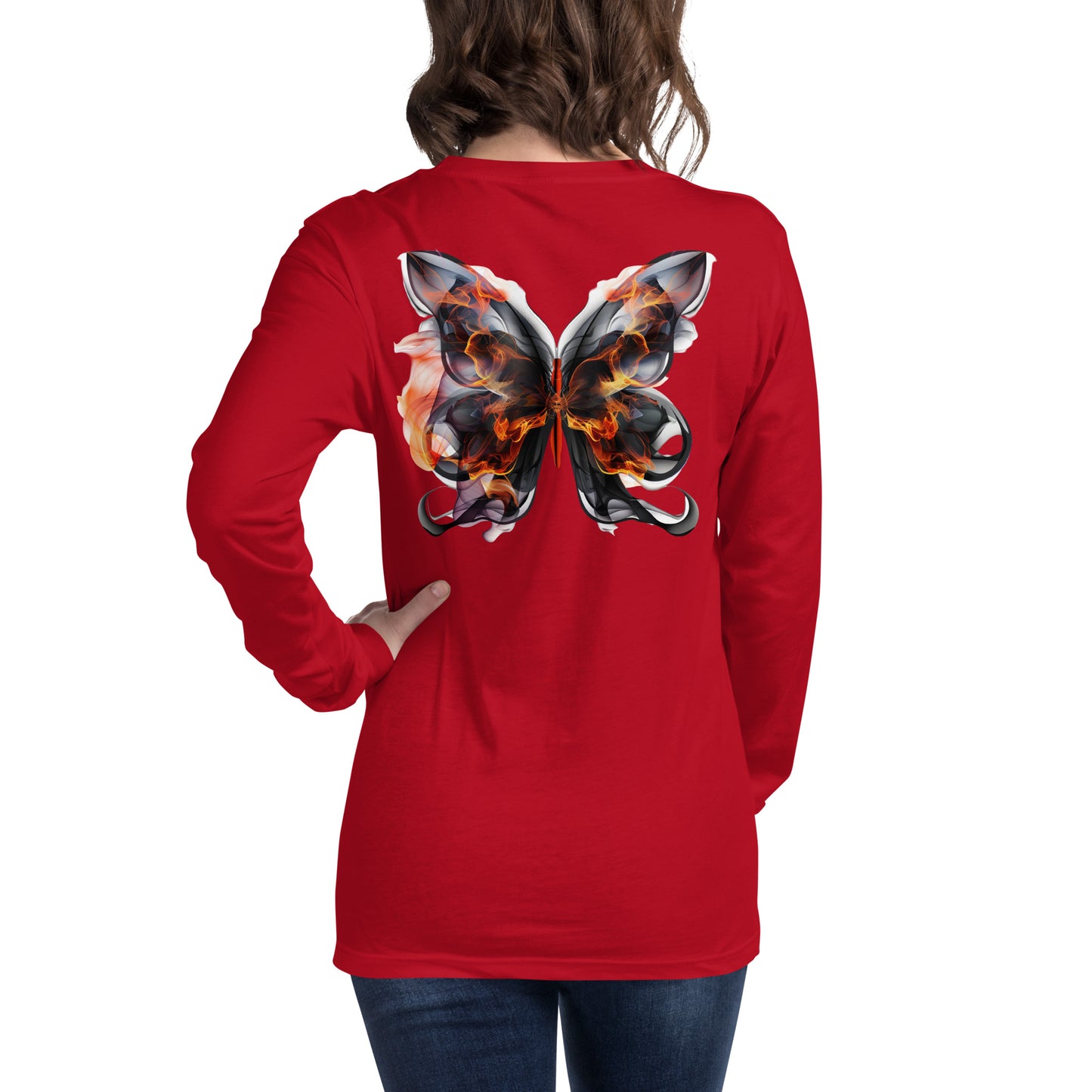 Damen Longsleeve Backprint / Rückenprint Schmetterling Motiv #1