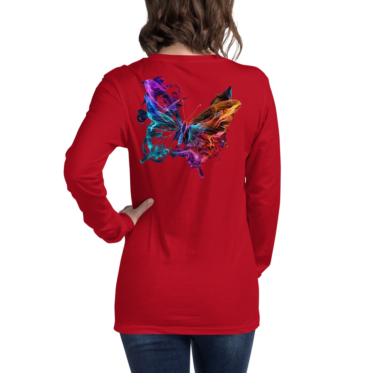 Damen Longsleeve Backprint / Rückenprint Schmetterling Motiv #2