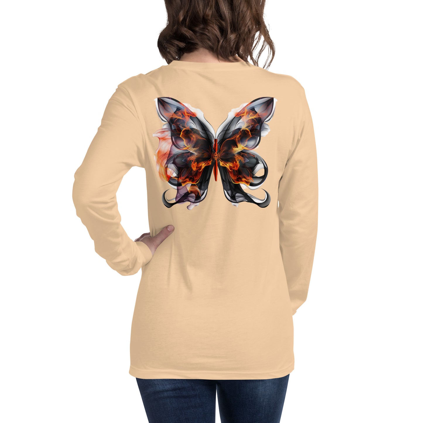 Damen Longsleeve Backprint / Rückenprint Schmetterling Motiv #1