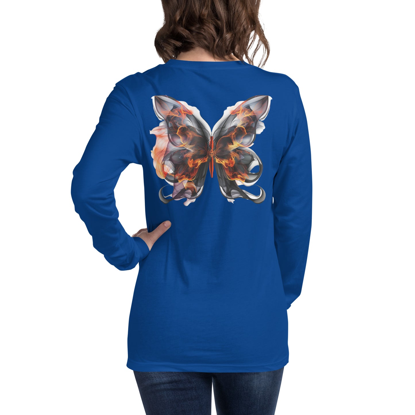 Damen Longsleeve Backprint / Rückenprint Schmetterling Motiv #1