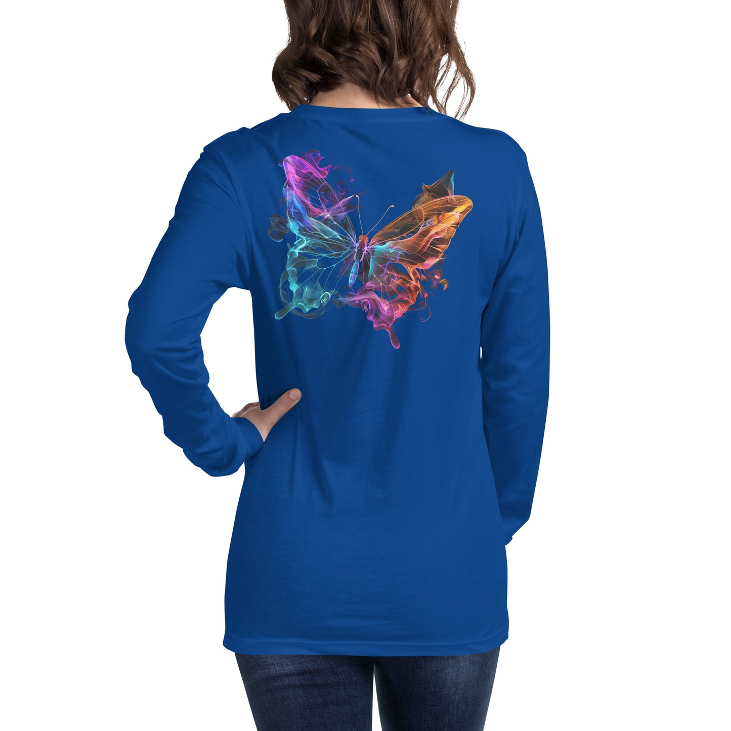 Damen Longsleeve Backprint / Rückenprint Schmetterling Motiv #2