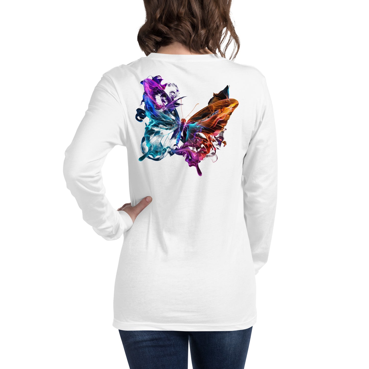 Damen Longsleeve Backprint / Rückenprint Schmetterling Motiv #2