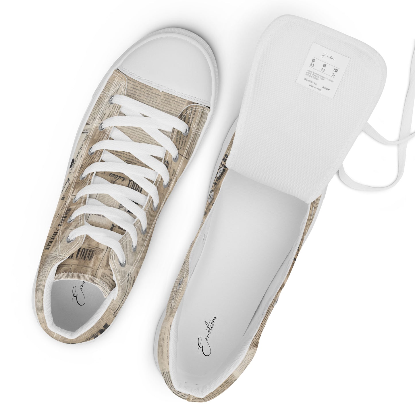 High-Top Damen Sneaker newspaper