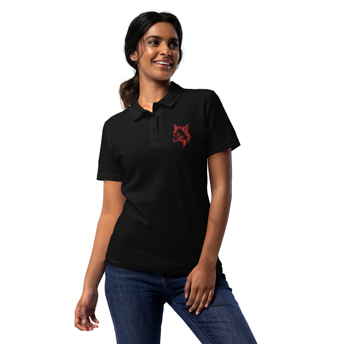 Fox schwarzes Poloshirt für Damen