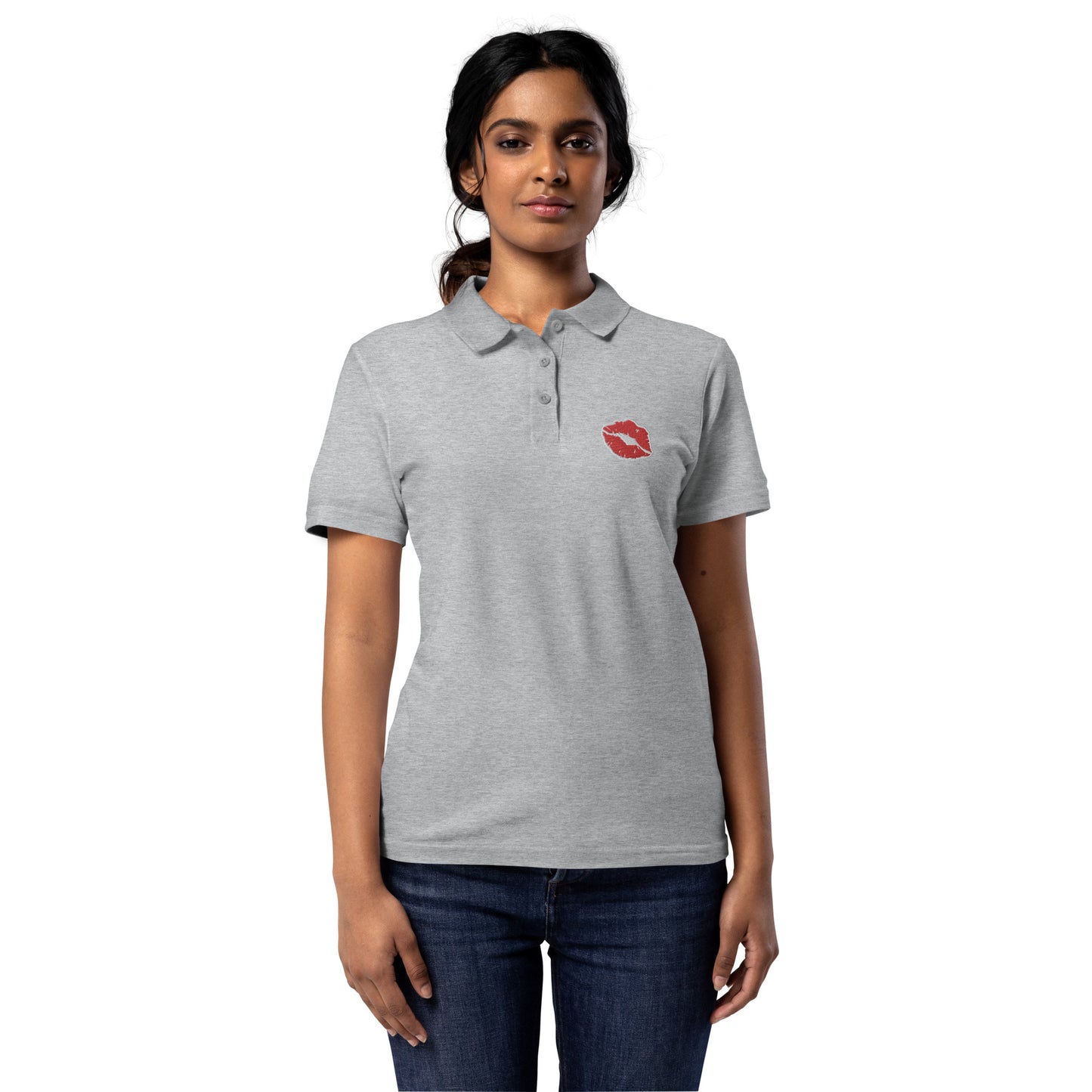 lips graues Poloshirt für Damen