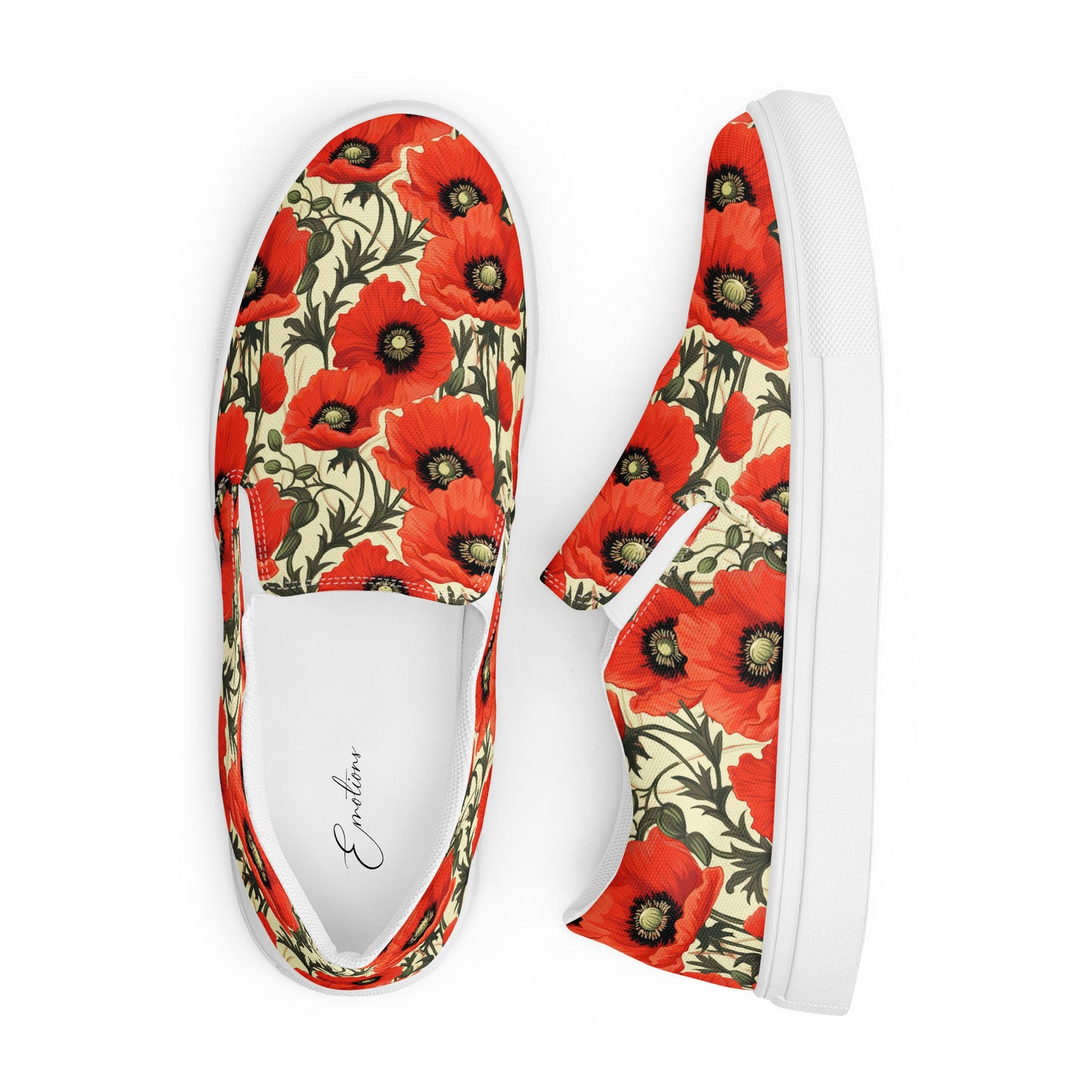 Damen Slipper Mohnblume Retro