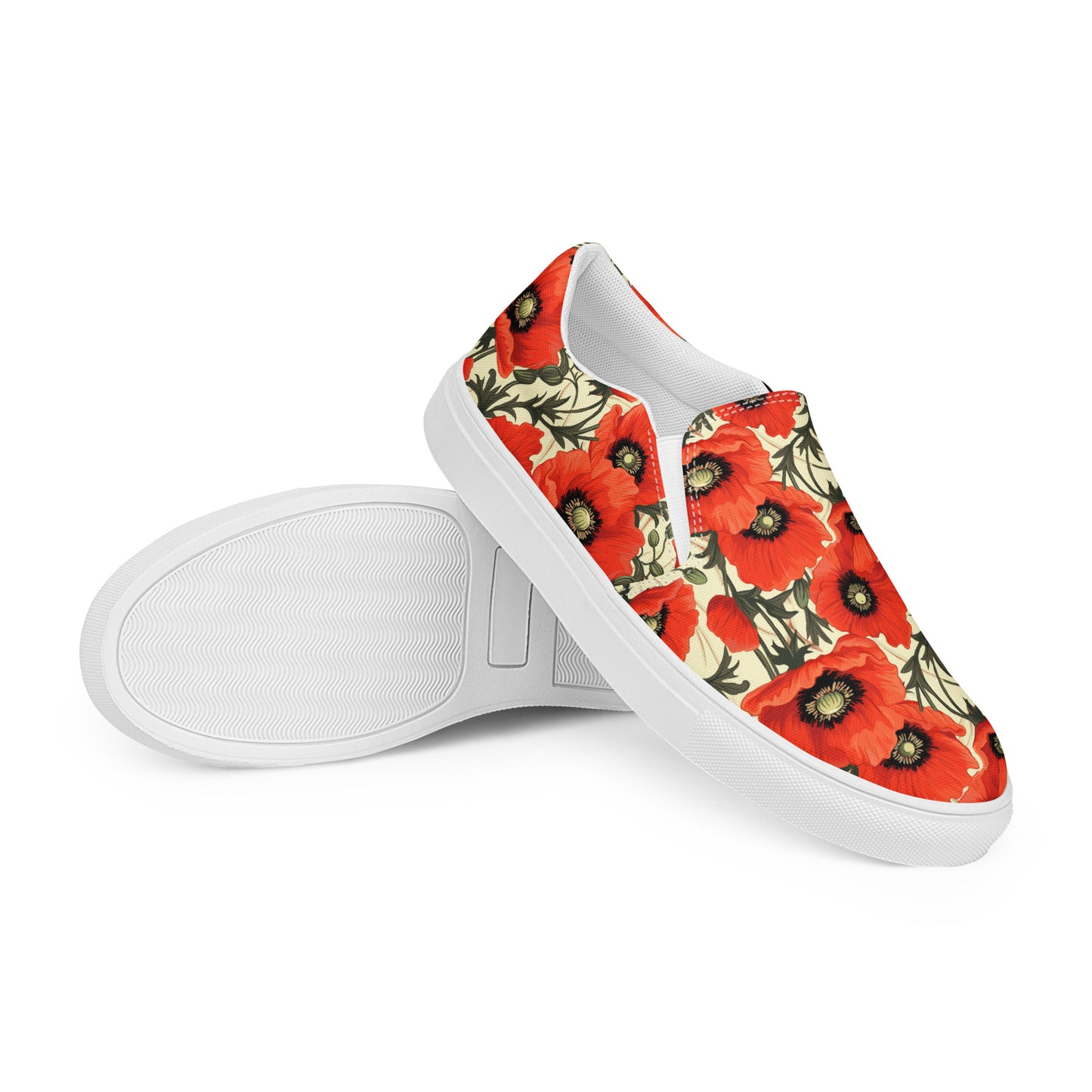 Damen Slipper Mohnblume Retro