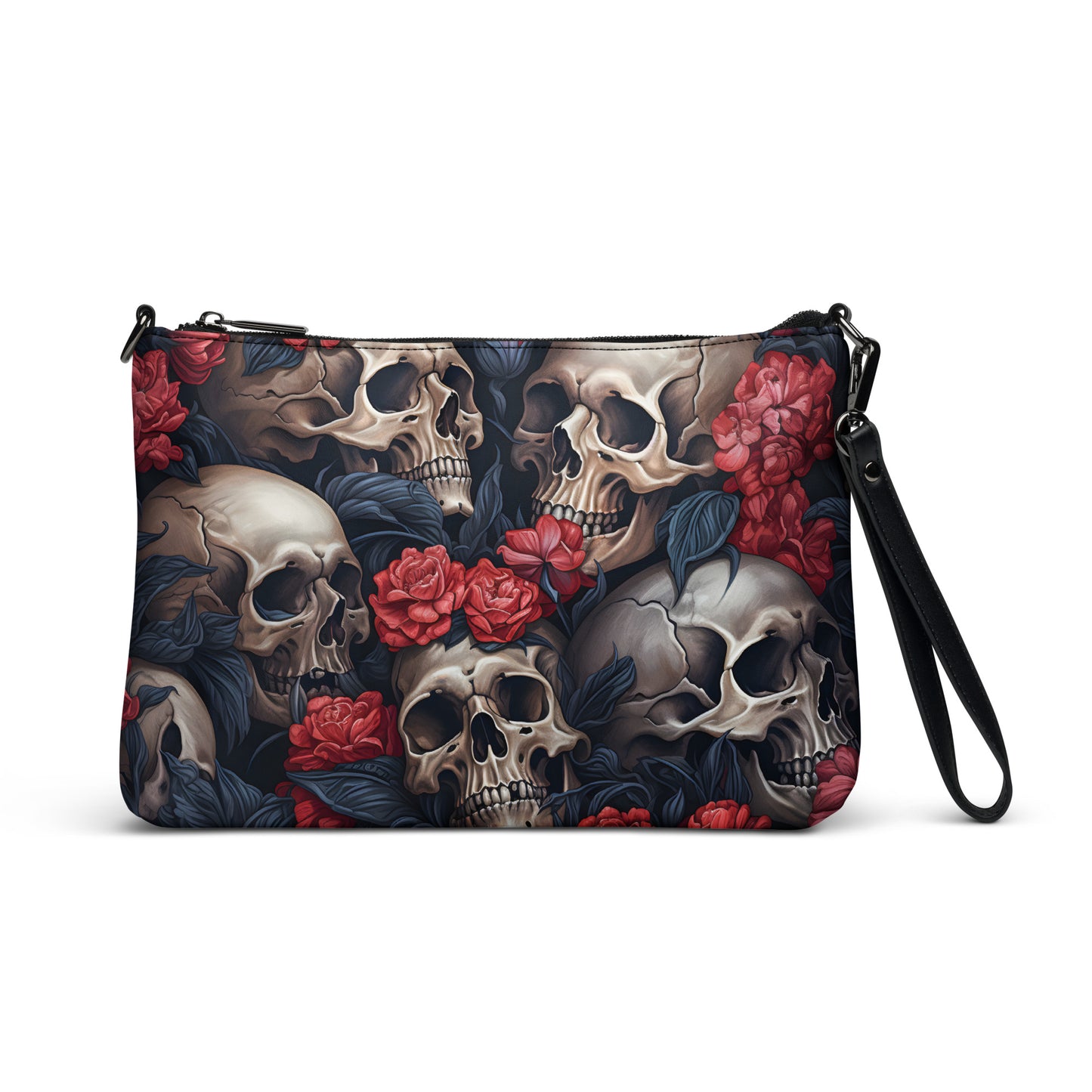 Umhängetasche Schädel und Blumen Motiv 1