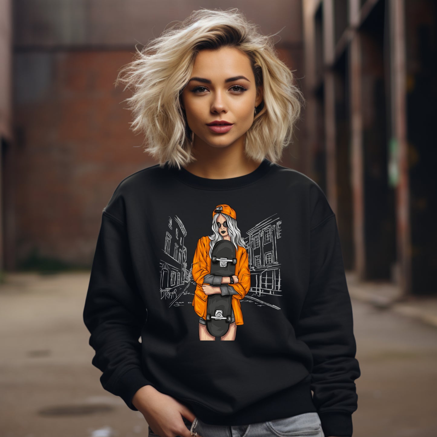 Damen Pullover skater girl