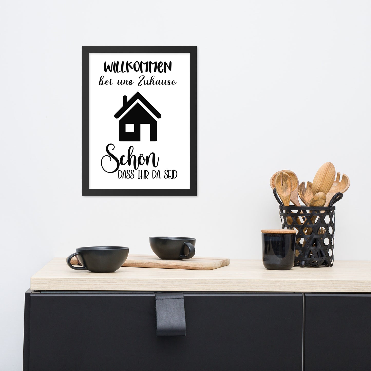 Gerahmtes Poster Willkommen bei uns zu Hause