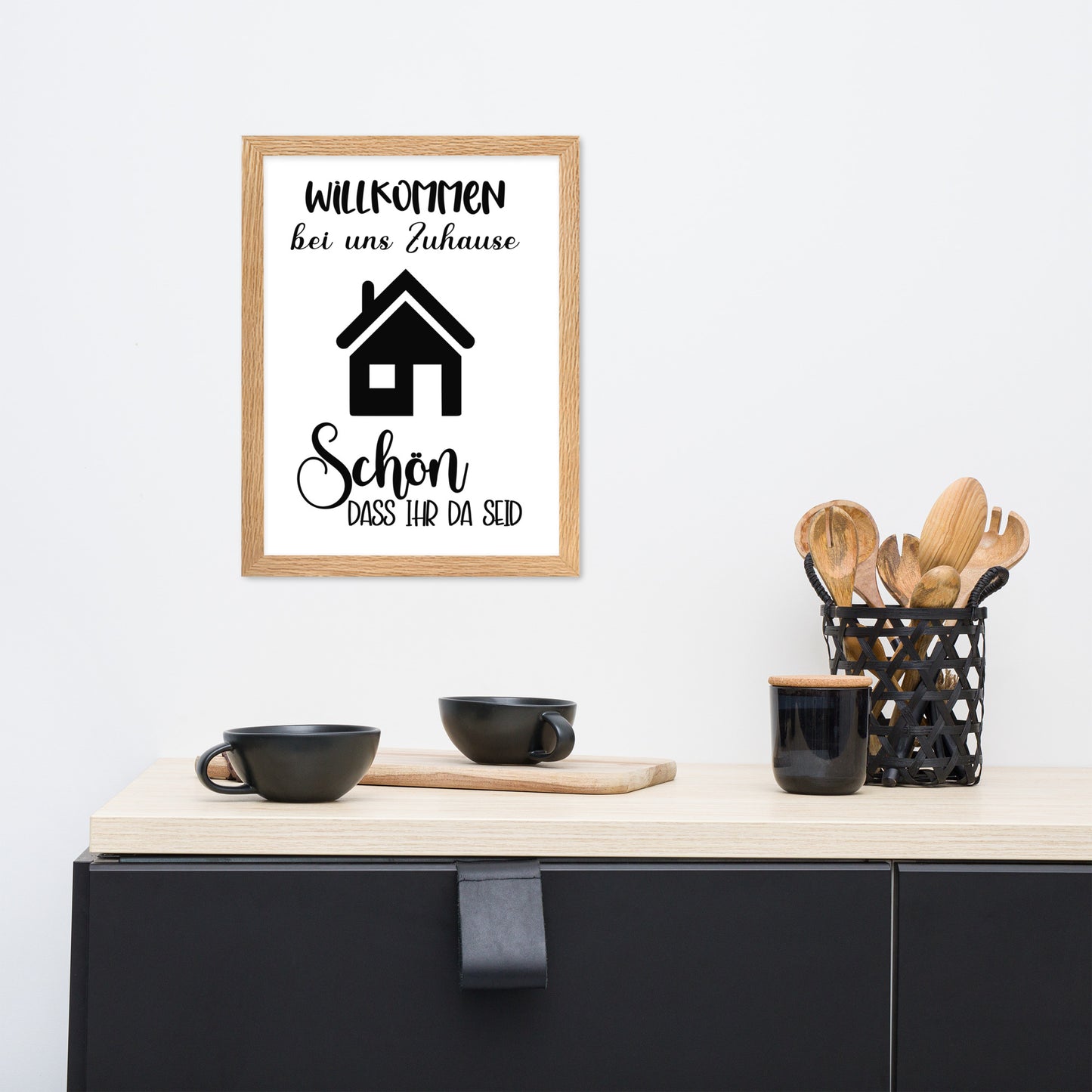 Gerahmtes Poster Willkommen bei uns zu Hause