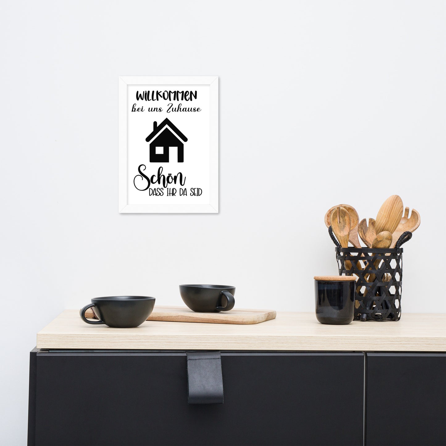 Gerahmtes Poster Willkommen bei uns zu Hause