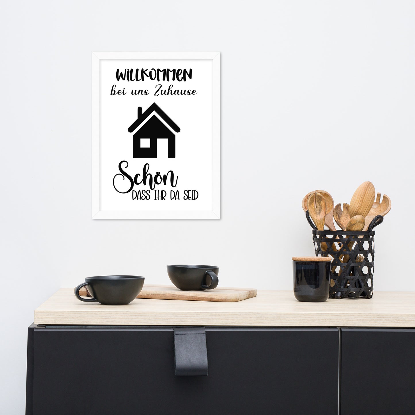 Gerahmtes Poster Willkommen bei uns zu Hause