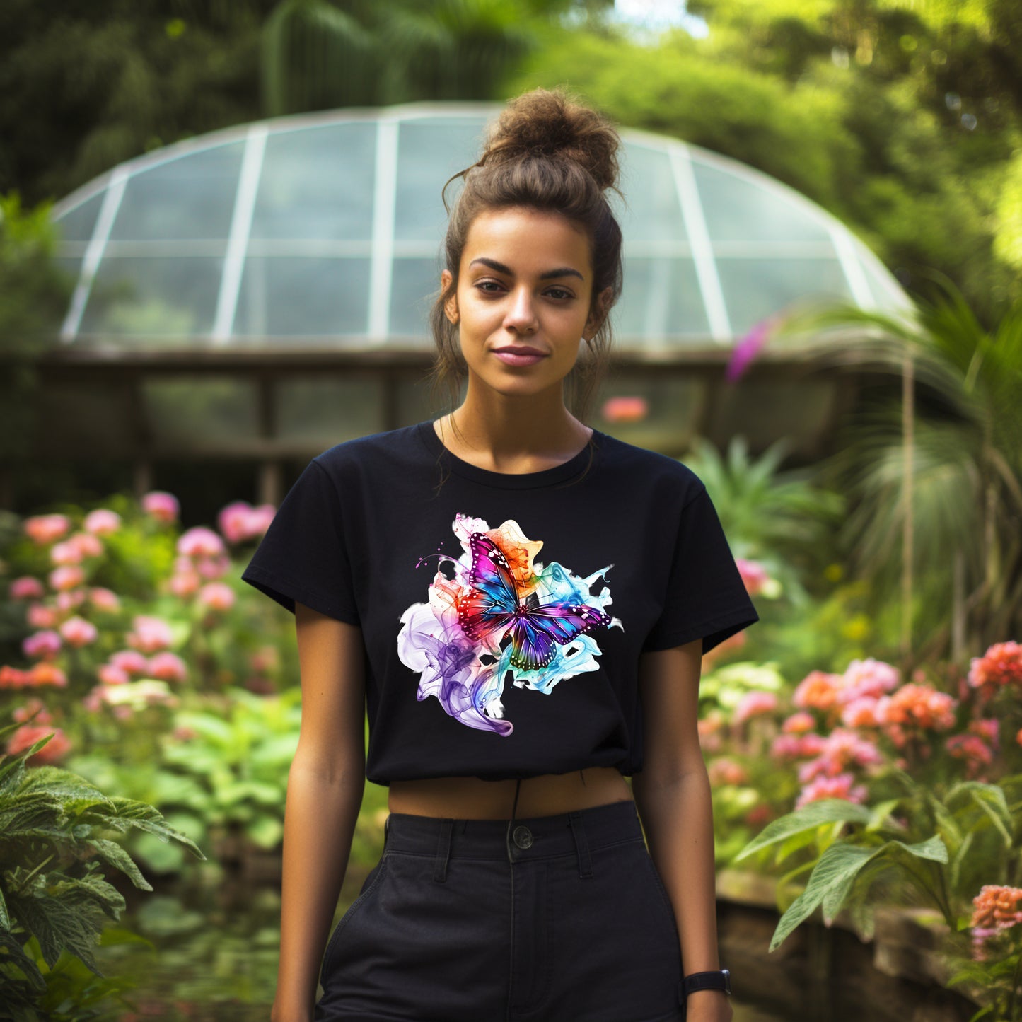 bauchfreies Damen-Top Schmetterling Motiv #10