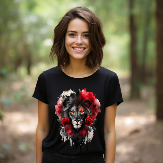 Frauen T-Shirt Aquarell Gothic Löwe