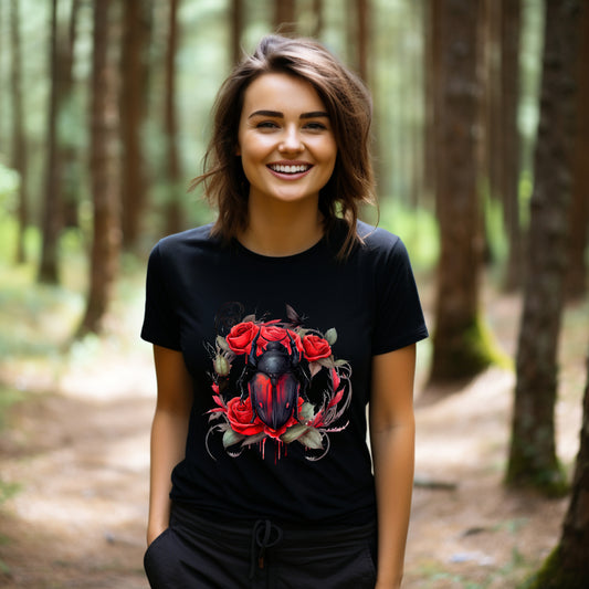Frauen T-Shirt Aquarell Gothic Käfer Motiv #2
