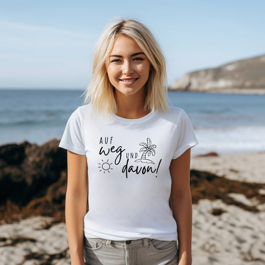Damen T-Shirt auf weg und davon