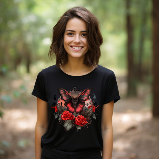 Frauen T-Shirt Aquarell Gothic Fledermaus Motiv #2