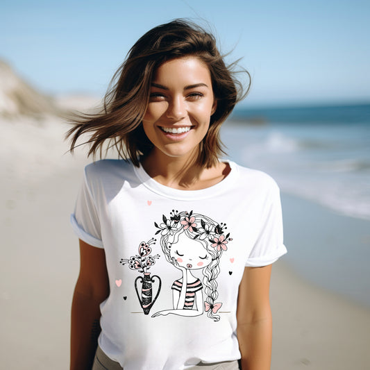 Frauen T-Shirt Blumenmädchen
