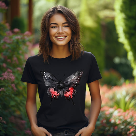 Frauen T-Shirt Aquarell Gothic Schmetterling
