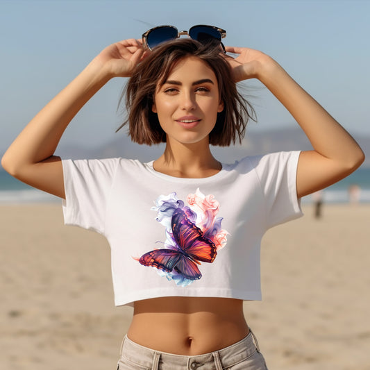 bauchfreies Damen-Top Schmetterling Motiv #12