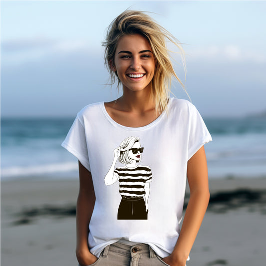 Frauen T-Shirt shwarz / weiß