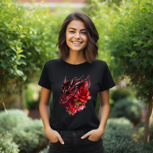 Frauen T-Shirt Aquarell Gothic Drache Motiv #2