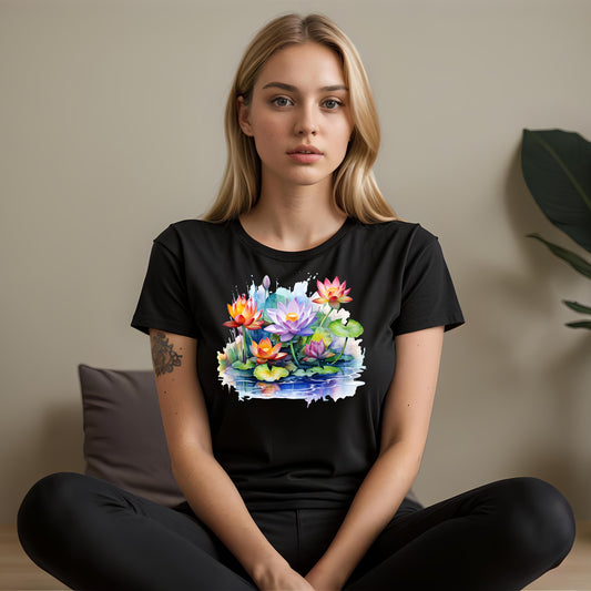 Frauen Sport T-Shirt Lotus Motiv #4