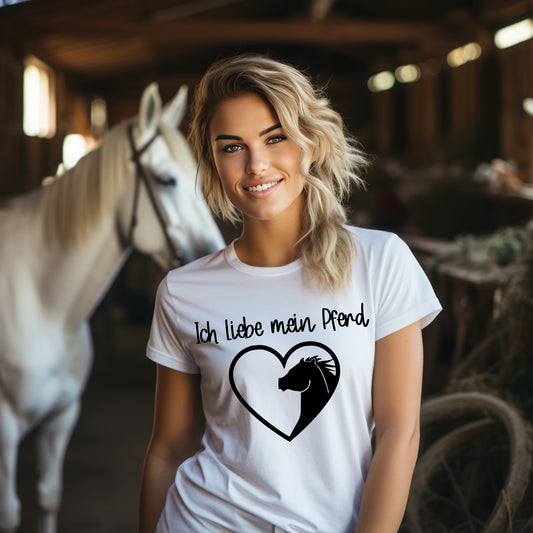 Damen T-Shirt Ich liebe mein Pferd