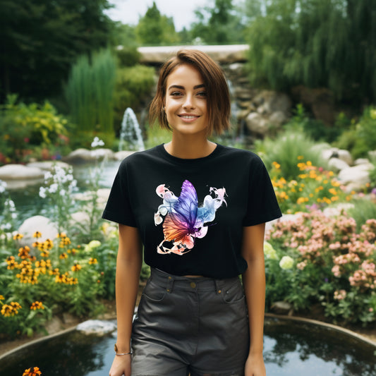 bauchfreies Damen-Top Schmetterling Motiv #1