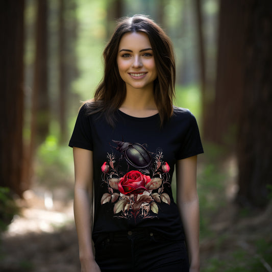Frauen T-Shirt Aquarell Gothic Käfer